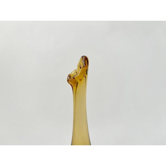 Midcentury Modern Hobnail Amber Colored Hobnail Handblown Glass Swung Vase - Picture 2 of 10